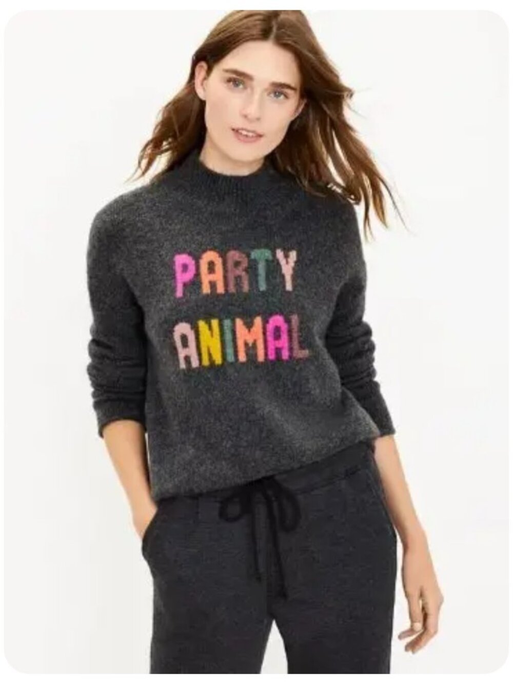 Lou & Grey Gray Party Animal Sweater sz M